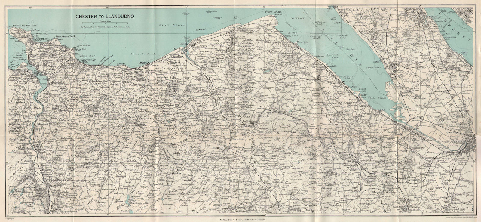 NORTH WALES COAST. Chester-Llandudno. Denbigh Rhyl Deeside. WARD LOCK 1951 map